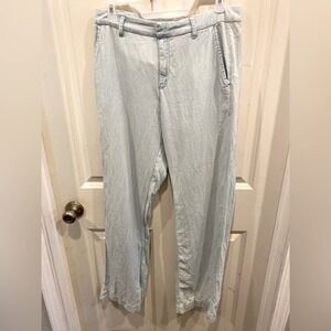 L.O.G.G. H&M Womens Light Blue Cotton Wide Leg Chino Pants Size 8 Relaxed Casual